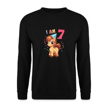 J'ai 7 ans Chevaux Cheval 7ème anniversaire - Sweat-shirt Unisexe - noir - Devant - Alina (178cm) & Michal (187cm)