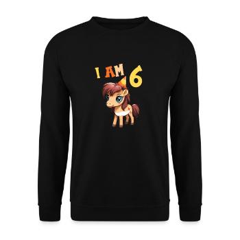 J'ai 6 ans Chevaux Cheval 6ème anniversaire - Sweat-shirt Unisexe - noir - Devant - Alina (178cm) & Michal (187cm)
