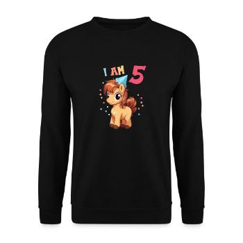 I'm 5 years old Horses Horse 5th birthday - Unisex Sweatshirt - black - Front - Alina (178cm) & Michal (187cm)
