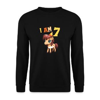 J'ai 7 ans Chevaux Cheval 7ème anniversaire - Sweat-shirt Unisexe - noir - Devant - Alina (178cm) & Michal (187cm)