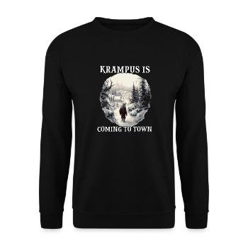 Krampus T | Costume de Krampus | Père Noël - Sweat-shirt Unisexe - noir - Devant - Alina (178cm) & Michal (187cm)