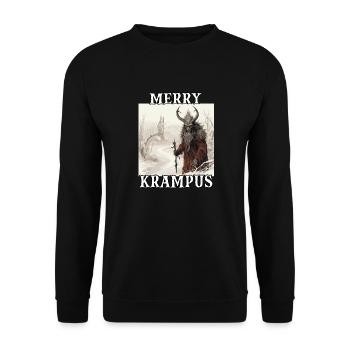 Merry Krampus | Kramperl | Krampus Kostüm - Unisex Pullover - Schwarz - Vorne - Alina (178cm) & Michal (187cm)