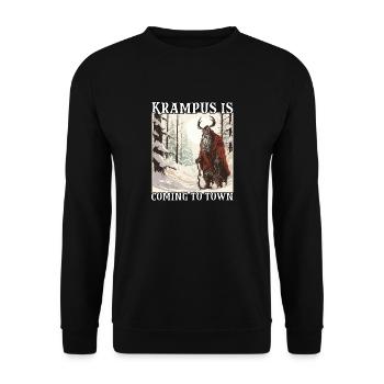Krampus T Gruseliger Weihnachtsmann Kramperl - Unisex Pullover - Schwarz - Vorne - Alina (178cm) & Michal (187cm)
