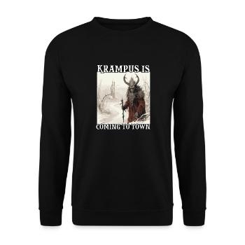 Krampus Maske | Krampus Kostüm Kramperl | - Unisex Pullover - Schwarz - Vorne - Alina (178cm) & Michal (187cm)