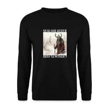 Krampus Maske Krampus Kostüm Kramperl Böser - Unisex Pullover - Schwarz - Vorne - Alina (178cm) & Michal (187cm)