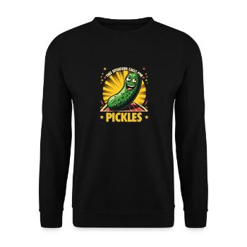 This Situation Calls For Pickles - Gurken Geschenk - Unisex Pullover - Schwarz - Vorne - Alina (178cm) & Michal (187cm)