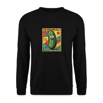 This Situation Calls For Pickles - Gurken Geschenk - Unisex Pullover - Schwarz - Vorne - Alina (178cm) & Michal (187cm)