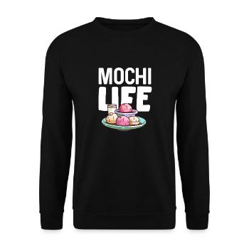 Mochi Japanischer Reiskuchen Süßigkeiten Snack Süßes Mochi - Unisex Pullover - Schwarz - Vorne - Alina (178cm) & Michal (187cm)