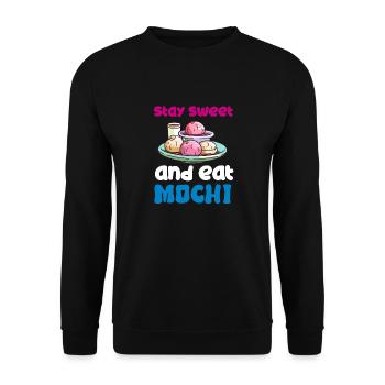 Mochi Japanischer Reiskuchen Süßigkeiten Snack Süßes Mochi - Unisex Pullover - Schwarz - Vorne - Alina (178cm) & Michal (187cm)