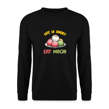 Mochi Japanischer Reiskuchen Süßigkeiten Snack Süßes Mochi - Unisex Pullover - Schwarz - Vorne - Alina (178cm) & Michal (187cm)