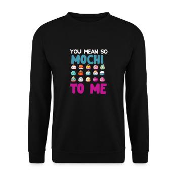 Mochi Japanischer Reiskuchen Süßigkeiten Snack Süßes Mochi - Unisex Pullover - Schwarz - Vorne - Alina (178cm) & Michal (187cm)
