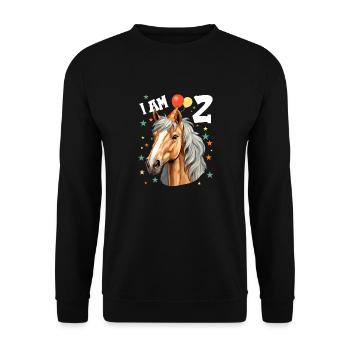 I Am 2 Years Old Horses Horse 2nd Birthday - Unisex Sweatshirt - black - Front - Alina (178cm) & Michal (187cm)