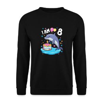 I'm 8 years old Dolphins Dolphin 8th Birthday - Unisex Sweatshirt - black - Front - Alina (178cm) & Michal (187cm)