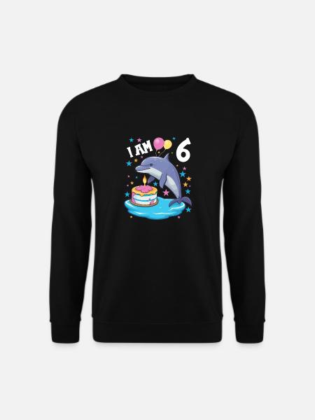 Ich bin 6 Jahre alt Delfine Delfin 6. Geburtstag - Unisex Pullover - Schwarz