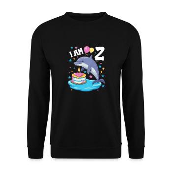 I am 2 years old Dolphins Dolphin 2nd birthday - Unisex Sweatshirt - black - Front - Alina (178cm) & Michal (187cm)