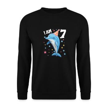 J’ai 7 ans Dauphins Dauphin 7ème anniversaire - Sweat-shirt Unisexe - noir - Devant - Alina (178cm) & Michal (187cm)