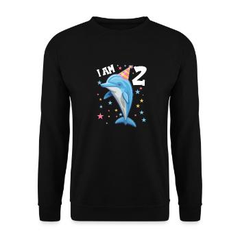 I am 2 years old Dolphins Dolphin 2nd birthday - Unisex Sweatshirt - black - Front - Alina (178cm) & Michal (187cm)