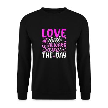 Love me Valentine Happy Valentines Valentines - Unisex Sweatshirt - black - Front - Alina (178cm) & Michal (187cm)
