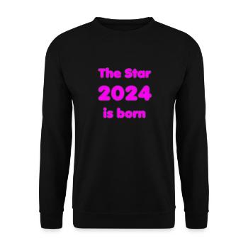 Birth 2024 - Gift - The Star 2024 is born - Unisex Sweatshirt - black - Front - Alina (178cm) & Michal (187cm)