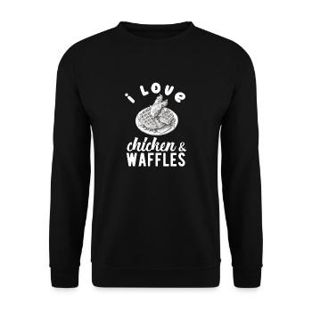 Chicken and Waffles Fried Chicken Wings Lover - Unisex Sweatshirt - black - Front - Alina (178cm) & Michal (187cm)