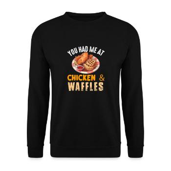 Chicken and Waffles Fried Chicken Wings Lover - Unisex Sweatshirt - black - Front - Alina (178cm) & Michal (187cm)