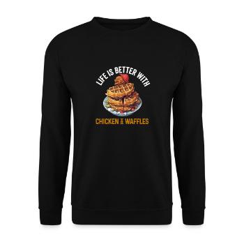 Chicken and Waffles Fried Chicken Wings Lover - Unisex Sweatshirt - black - Front - Alina (178cm) & Michal (187cm)