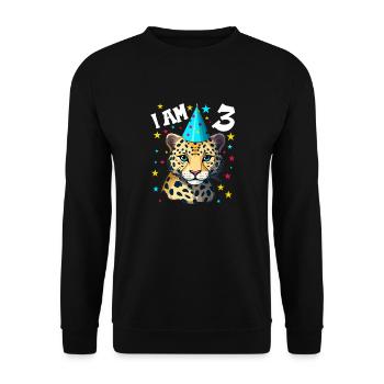 Ich bin 3 Jahre alt Leoparde Leopard 3. Geburtstag - Unisex Pullover - Schwarz - Vorne - Alina (178cm) & Michal (187cm)