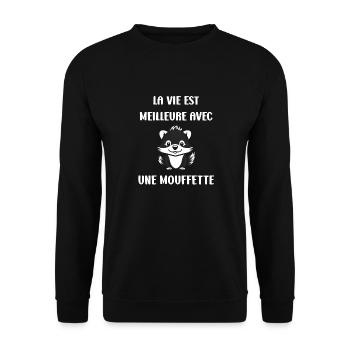 Humour Mouffette - Sweat-shirt Unisexe - noir - Devant - Alina (178cm) & Michal (187cm)