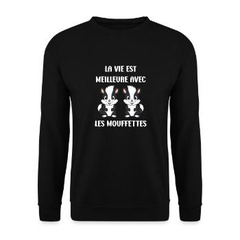 Humour Mouffette - Sweat-shirt Unisexe - noir - Devant - Alina (178cm) & Michal (187cm)