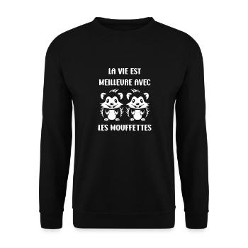 Humour Mouffette - Sweat-shirt Unisexe - noir - Devant - Alina (178cm) & Michal (187cm)
