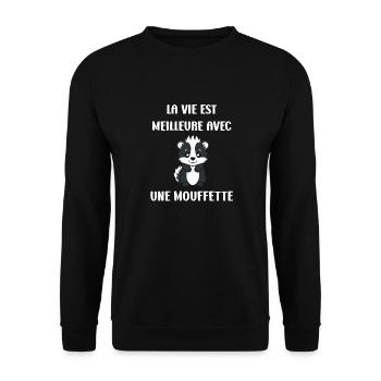 Humour Mouffette - Sweat-shirt Unisexe - noir - Devant - Alina (178cm) & Michal (187cm)