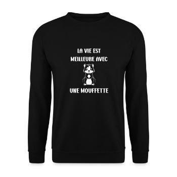 Humour Mouffette - Sweat-shirt Unisexe - noir - Devant - Alina (178cm) & Michal (187cm)