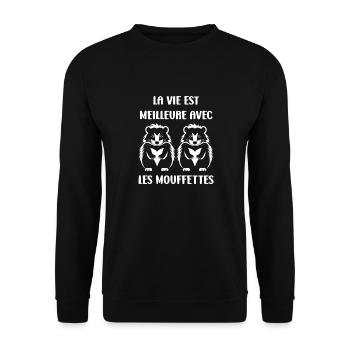 Humour Mouffette - Sweat-shirt Unisexe - noir - Devant - Alina (178cm) & Michal (187cm)