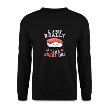 I Just Really Like Sushi OKI Just Really Like Sush - Unisex Pullover - Schwarz - Vorne - Alina (178cm) & Michal (187cm)