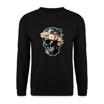 Crâne humain et fleurs 37 - Sweat-shirt Unisexe - noir - Devant - Alina (178cm) & Michal (187cm)