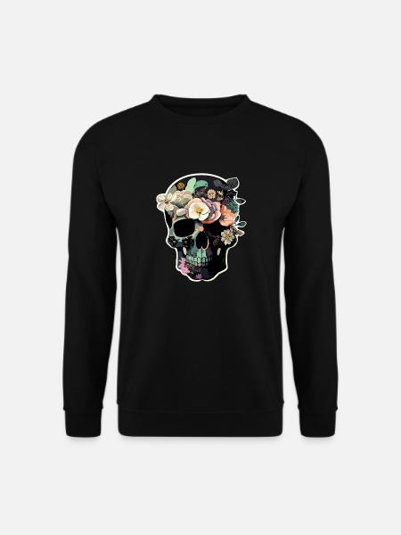 Crâne humain et fleurs 37 - Sweat-shirt Unisexe - noir