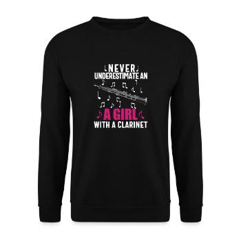 Joueur de clarinette pour fille Femmes Fille Drôle - Sweat-shirt Unisexe - noir - Devant - Alina (178cm) & Michal (187cm)