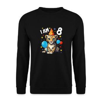 I'm 8 Years Old Leopard Leopard 8th Birthday - Unisex Sweatshirt - black - Front - Alina (178cm) & Michal (187cm)