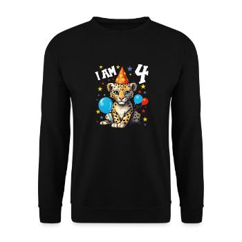 I'm 4 Years Old Leopard Leopard 4th Birthday - Unisex Sweatshirt - black - Front - Alina (178cm) & Michal (187cm)