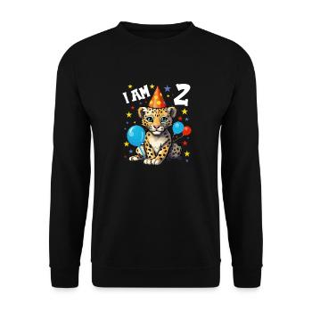 2nd Birthday I'm 2 Years Old Leopard Leopard - Unisex Sweatshirt - black - Front - Alina (178cm) & Michal (187cm)