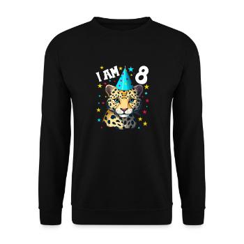 I'm 8 Years Old Leopard Leopard 8th Birthday - Unisex Sweatshirt - black - Front - Alina (178cm) & Michal (187cm)