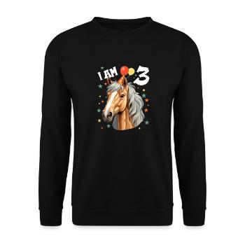 Ich bin 3 Jahre alt Pferde Pferd 3. Geburtstag - Unisex Pullover - Schwarz - Vorne - Alina (178cm) & Michal (187cm)