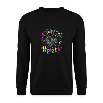 Konfetti im Herzen für Karneval oder Fasching - Unisex Pullover - Schwarz - Vorne - Alina (178cm) & Michal (187cm)
