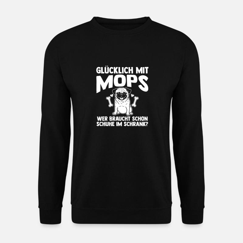 Hund Mops - Unisex Pullover - Schwarz