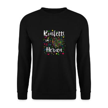 Konfetti im Herzen für Karneval oder Fasching - Unisex Pullover - Schwarz - Vorne - Alina (178cm) & Michal (187cm)
