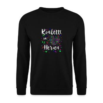 Konfetti im Herzen für Karneval oder Fasching - Unisex Pullover - Schwarz - Vorne - Alina (178cm) & Michal (187cm)