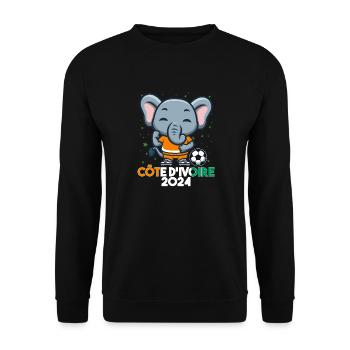 Côte D'ivoire 2024 Maillot Foot Éléphant Drapeau - Sweat-shirt Unisexe - noir - Devant - Alina (178cm) & Michal (187cm)