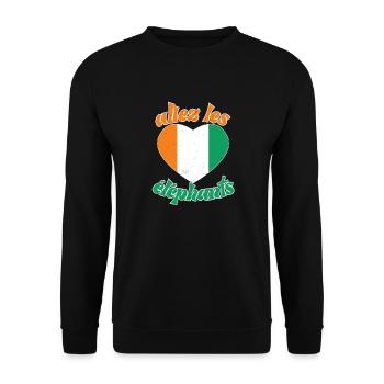 Côte D'ivoire 2024 Maillot Foot Éléphant Drapeau - Sweat-shirt Unisexe - noir - Devant - Alina (178cm) & Michal (187cm)