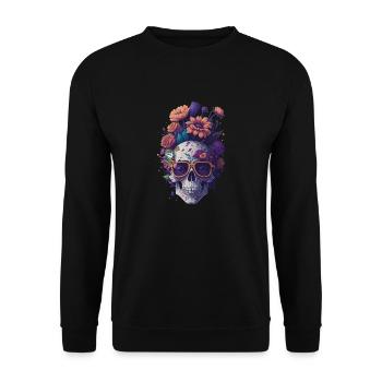 Tête de mort grenouille Floral champignon Vintage Cottagecore - Sweat-shirt Unisexe - noir - Devant - Alina (178cm) & Michal (187cm)