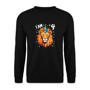 I'm 4 Years Old Leo Leo 4th Birthday - Unisex Sweatshirt - black - Front - Alina (178cm) & Michal (187cm)